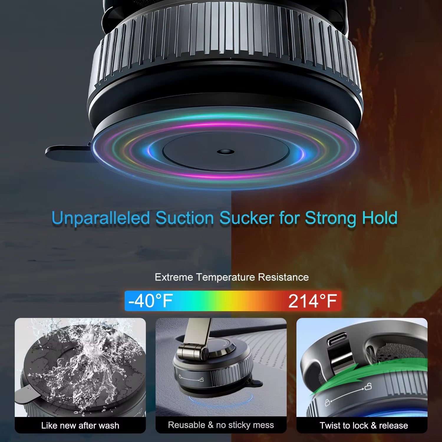 15W Magnetic Wireless Charger for Magsafe Car Mount 360 Rotate Vacuum Suction Cup for Gym/Mirror Mount for Iphone 17-12 Pro Max