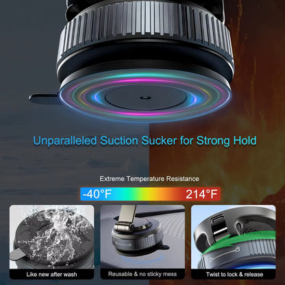 15W Magnetic Wireless Charger for Magsafe Car Mount 360 Rotate Vacuum Suction Cup for Gym/Mirror Mount for Iphone 17-12 Pro Max