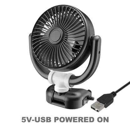 SEAMETAL Car Fan 360 Adjustable 2 Head Air Fan Auto Electric Fan USB 5V/12V/24V Fan 2 Speeds Dashboard Fan for Car Home Office