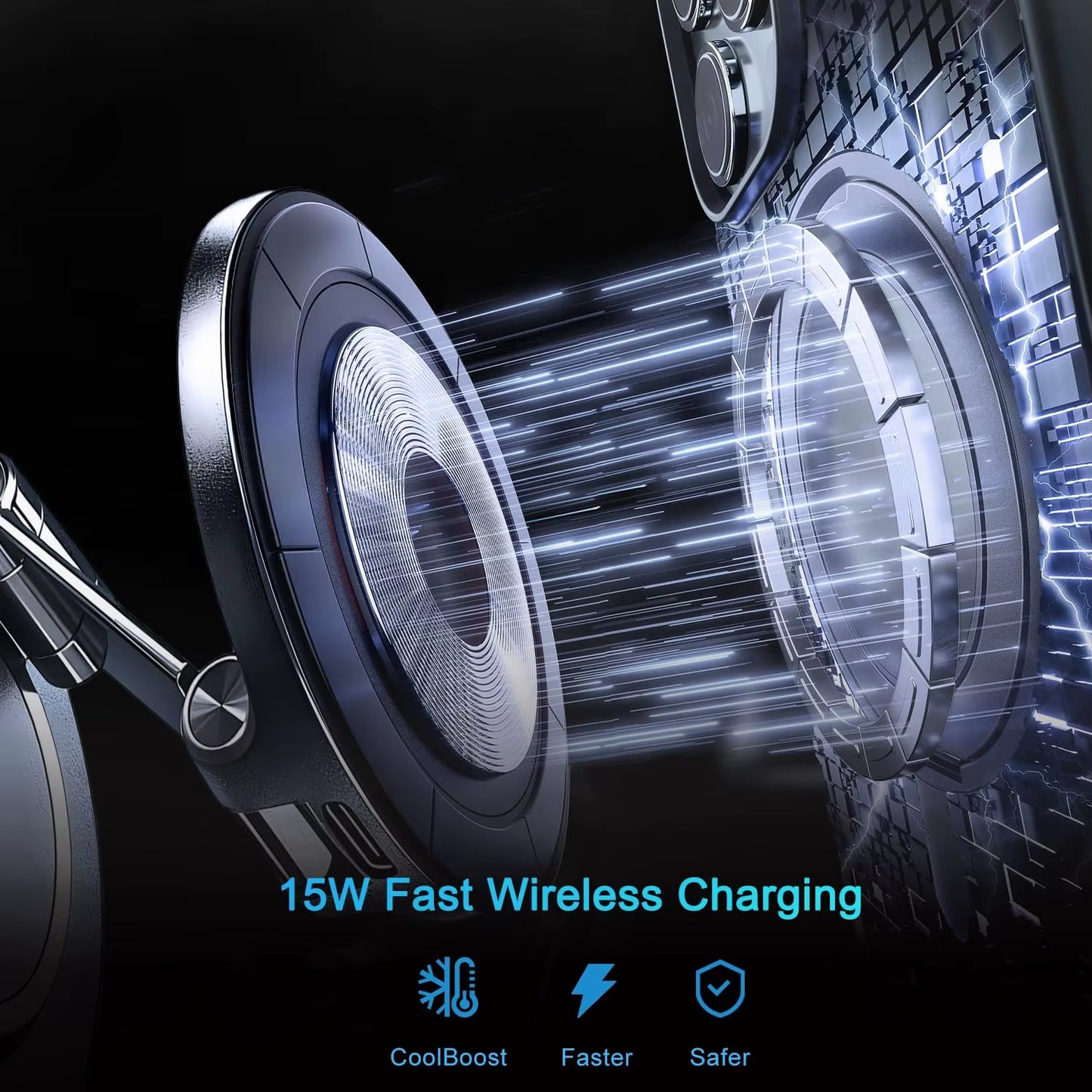 15W Magnetic Wireless Charger for Magsafe Car Mount 360 Rotate Vacuum Suction Cup for Gym/Mirror Mount for Iphone 17-12 Pro Max