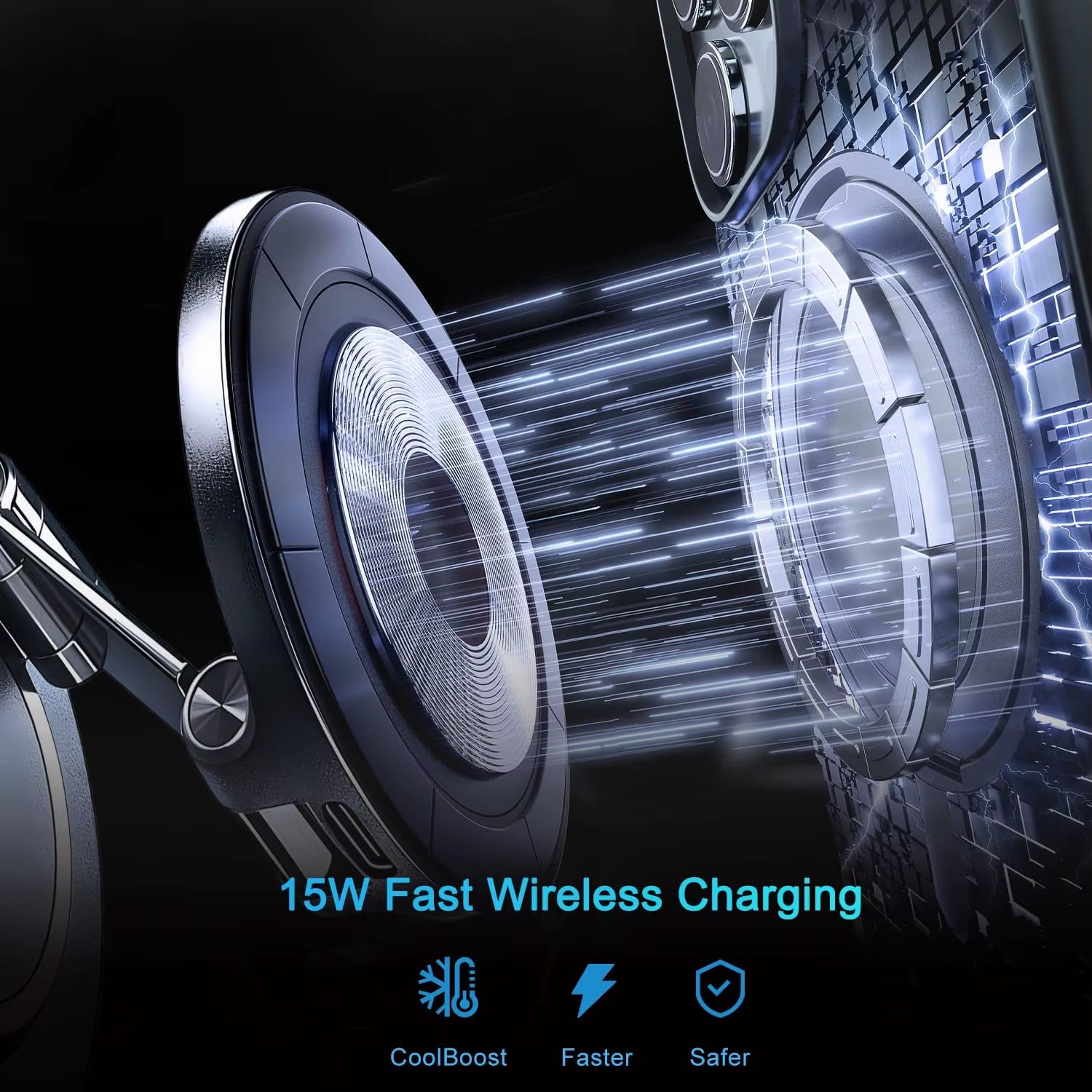 15W Magnetic Wireless Charger for Magsafe Car Mount 360 Rotate Vacuum Suction Cup for Gym/Mirror Mount for Iphone 17-12 Pro Max