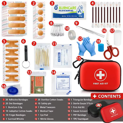 26-330 PCS First Aid Kit with Carrying Pouch, Outdoor First Aid Kit - Essential Emergency Kit for Camping, Hiking and Travell