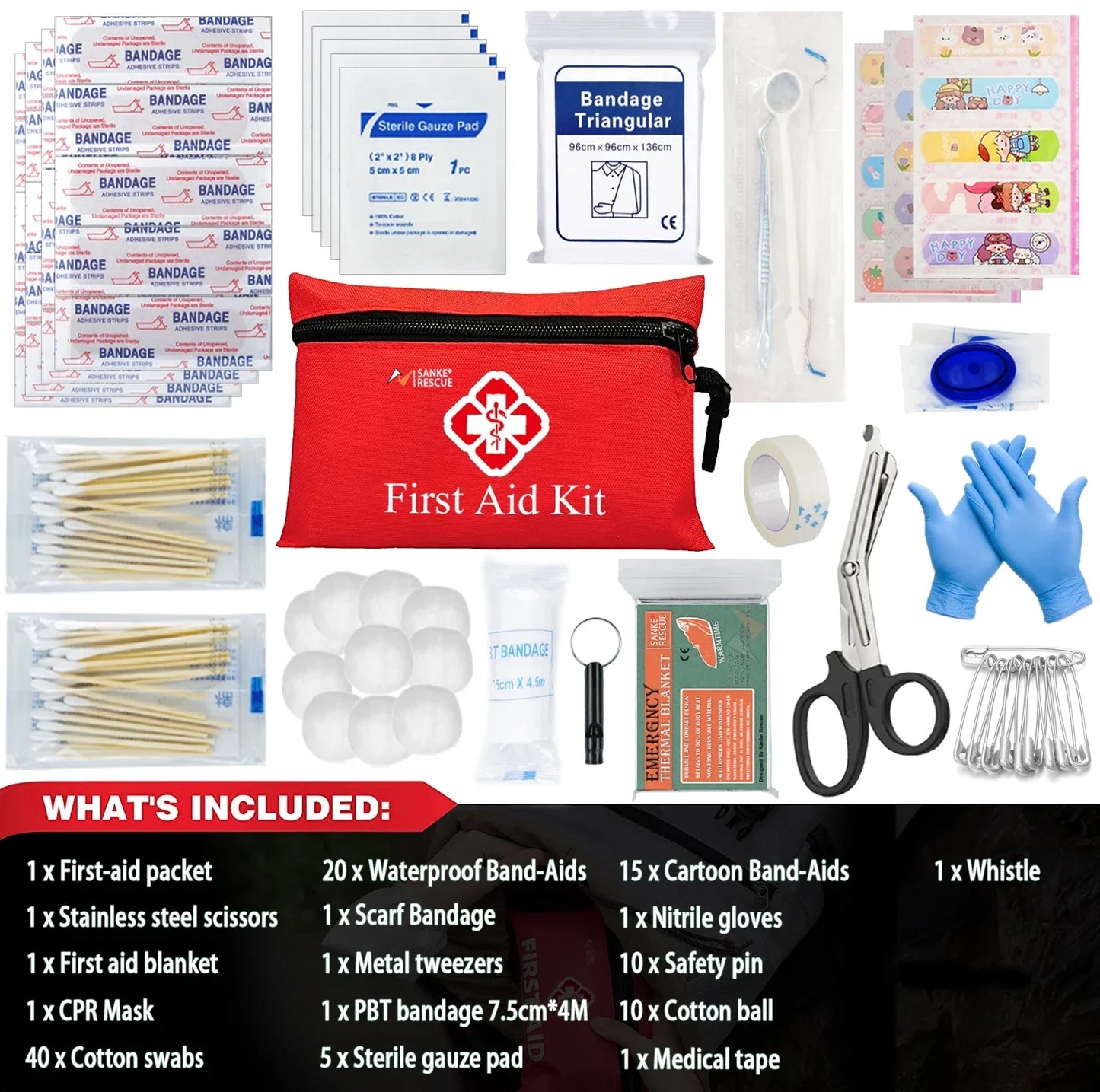 26-330 PCS First Aid Kit with Carrying Pouch, Outdoor First Aid Kit - Essential Emergency Kit for Camping, Hiking and Travell