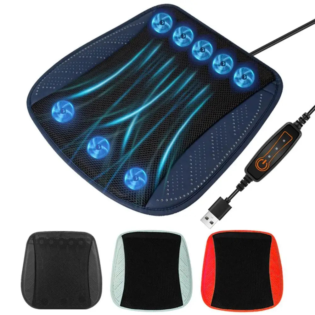 Universal Car Seat Summer Cool Air Seat Cushion with USB Fan Fast Blowing Ventilation Seat Cooling Refrigerated Car Seat