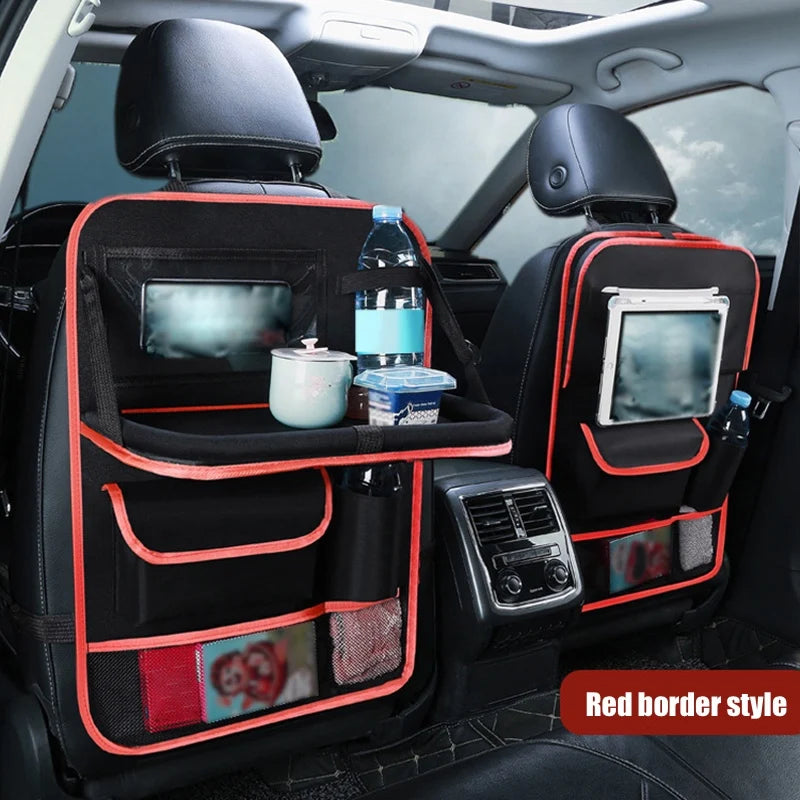 Foldable Car Seat Organizer with Tray Tablet Cell Phone Holder Multifunctional Car Interior Storage Universal Car Accessories