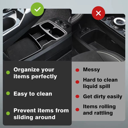Lower Center Console Organizer Tray for Kia EV6 2023 2024 Armrest Storage Box Cup Holder ABS Material Interior Accessories