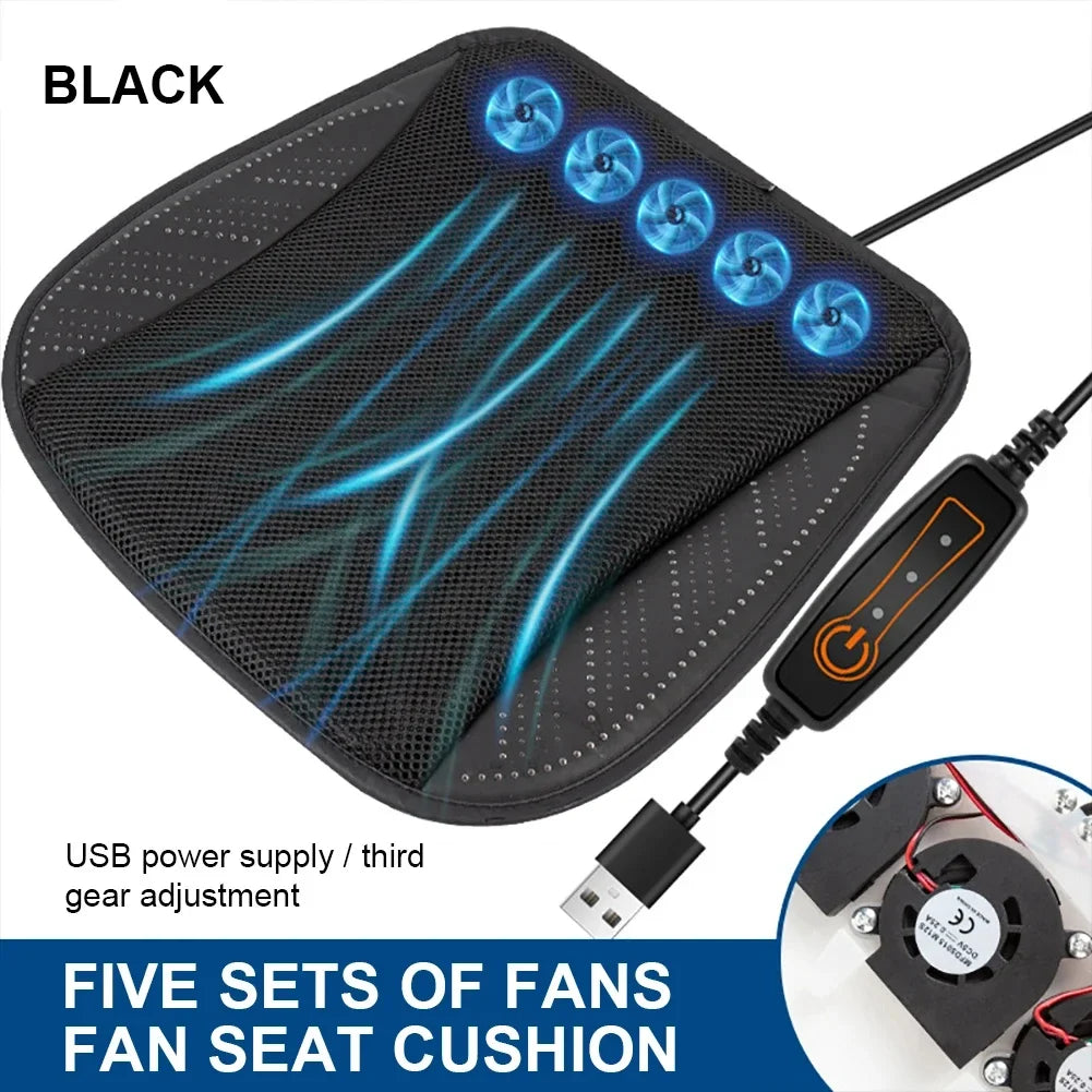 Universal Car Seat Summer Cool Air Seat Cushion with USB Fan Fast Blowing Ventilation Seat Cooling Refrigerated Car Seat
