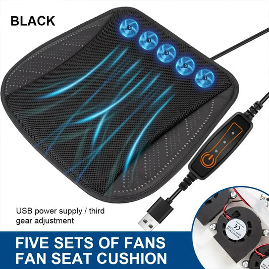 Universal Car Seat Summer Cool Air Seat Cushion with USB Fan Fast Blowing Ventilation Seat Cooling Refrigerated Car Seat