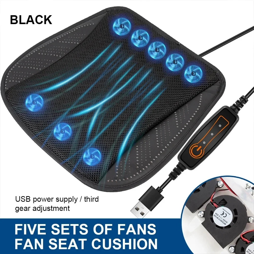 Universal Car Seat Summer Cool Air Seat Cushion with USB Fan Fast Blowing Ventilation Seat Cooling Refrigerated Car Seat