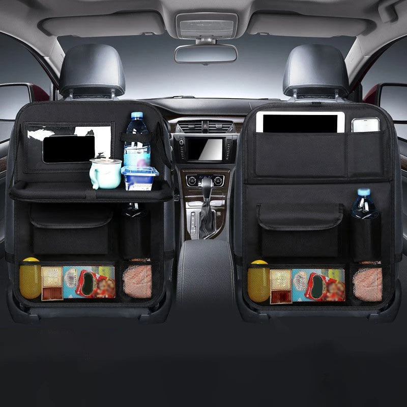 Foldable Car Seat Organizer with Tray Tablet Cell Phone Holder Multifunctional Car Interior Storage Universal Car Accessories