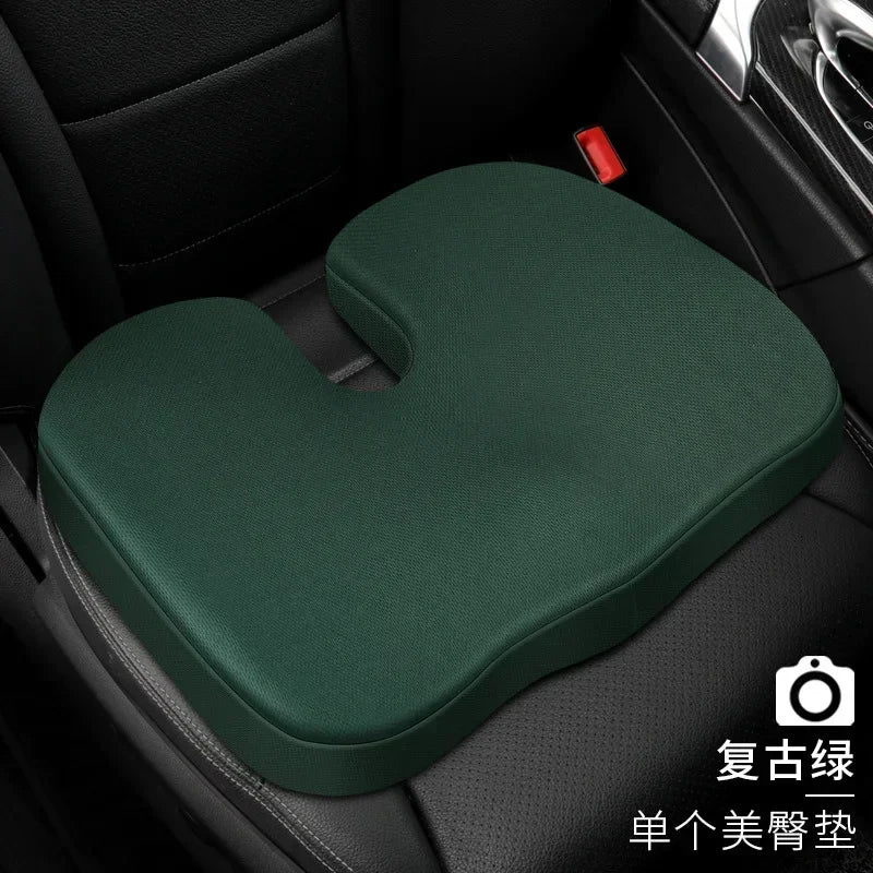 Memory Foam Car Headrest Pillow Leather Embroidered Seat Supports Sets Back Cushion Adjustment Auto Neck Rest Lumbar Pillows