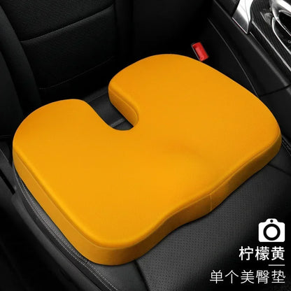 Memory Foam Car Headrest Pillow Leather Embroidered Seat Supports Sets Back Cushion Adjustment Auto Neck Rest Lumbar Pillows