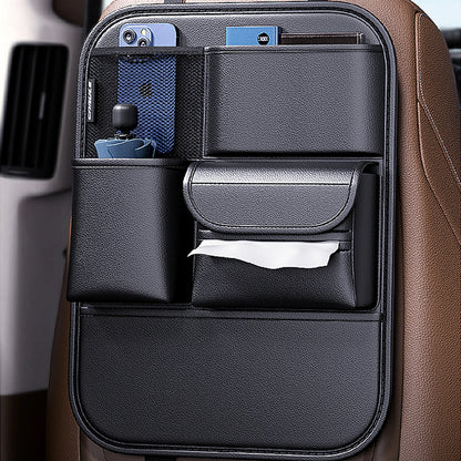 High Capacity Adjustable Car Storage Box Backseat 5 Bag Trunk Organizer Multi-Use PU Leather Car Seat Back Organizers with Bag