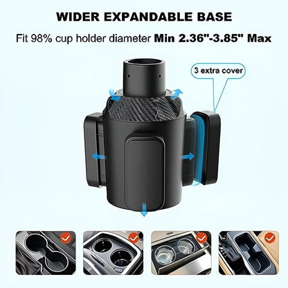 64Oz Large Expandable Cup Holder for Car Adjustable Base Car Holder Adapter Wide Base Cup Holder