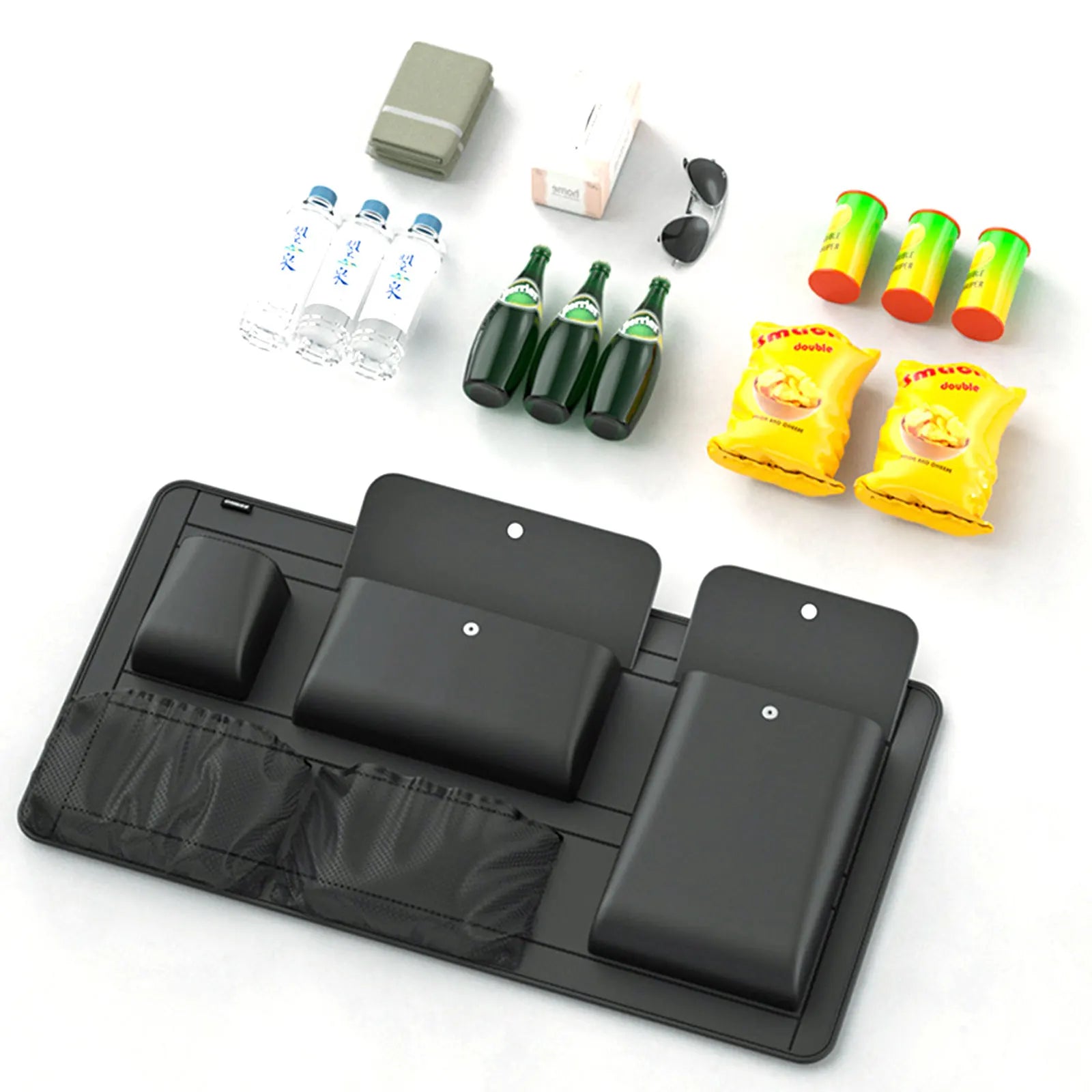 High Capacity Adjustable Car Storage Box Backseat 5 Bag Trunk Organizer Multi-Use PU Leather Car Seat Back Organizers with Bag