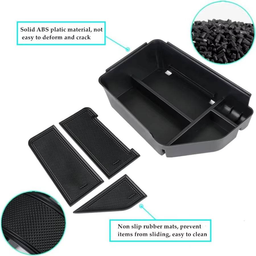 Lower Center Console Organizer Tray for Kia EV6 2023 2024 Armrest Storage Box Cup Holder ABS Material Interior Accessories