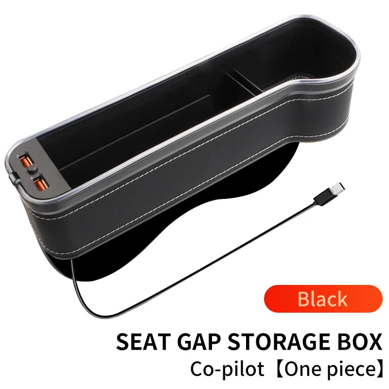Car Seat Gap Filler Cup Holder 7 Colours Changing LED Car Crevice Storage Organizer Box with 2Usb Charger Car Accessories