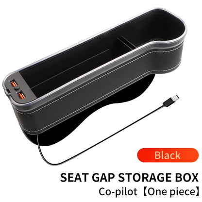 Car Seat Gap Filler Cup Holder 7 Colours Changing LED Car Crevice Storage Organizer Box with 2Usb Charger Car Accessories