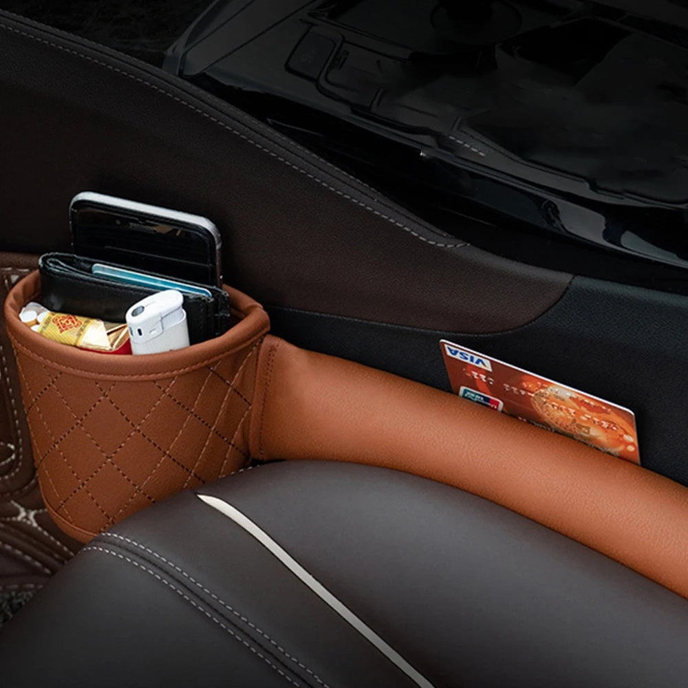 Leather Car Seat Gap Filler Pockets Organizer Multifuntion Car Seats Leak Stop Pad Soft Padding Phone Cards Holder Storage Box
