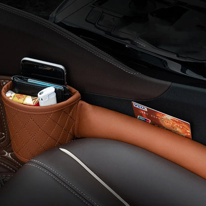 Leather Car Seat Gap Filler Pockets Organizer Multifuntion Car Seats Leak Stop Pad Soft Padding Phone Cards Holder Storage Box